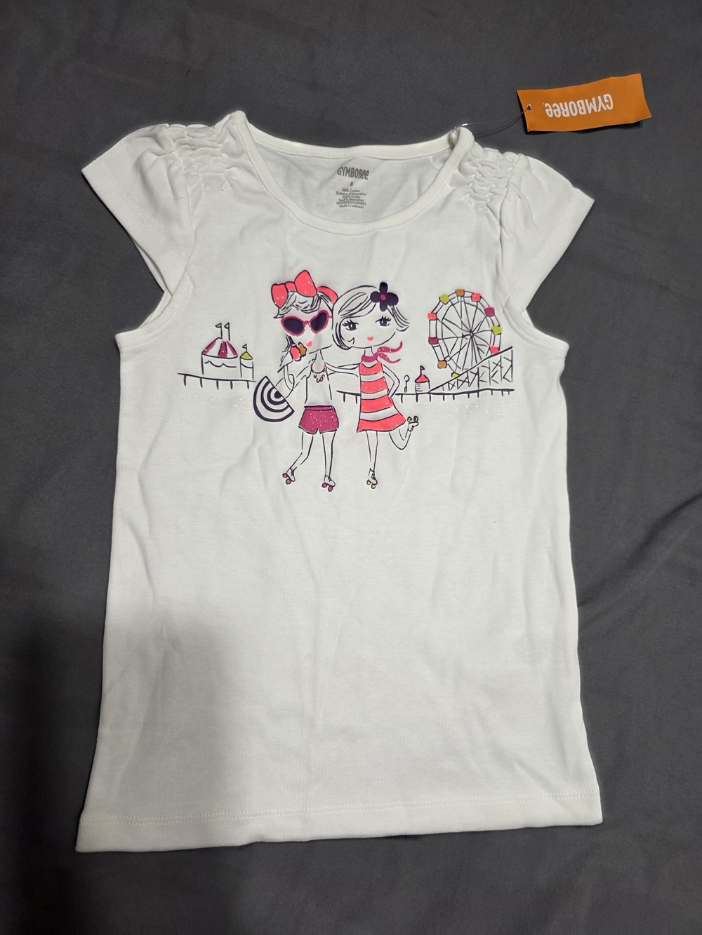 Gymboree White Short Sleeve Tee with Pink Graphic